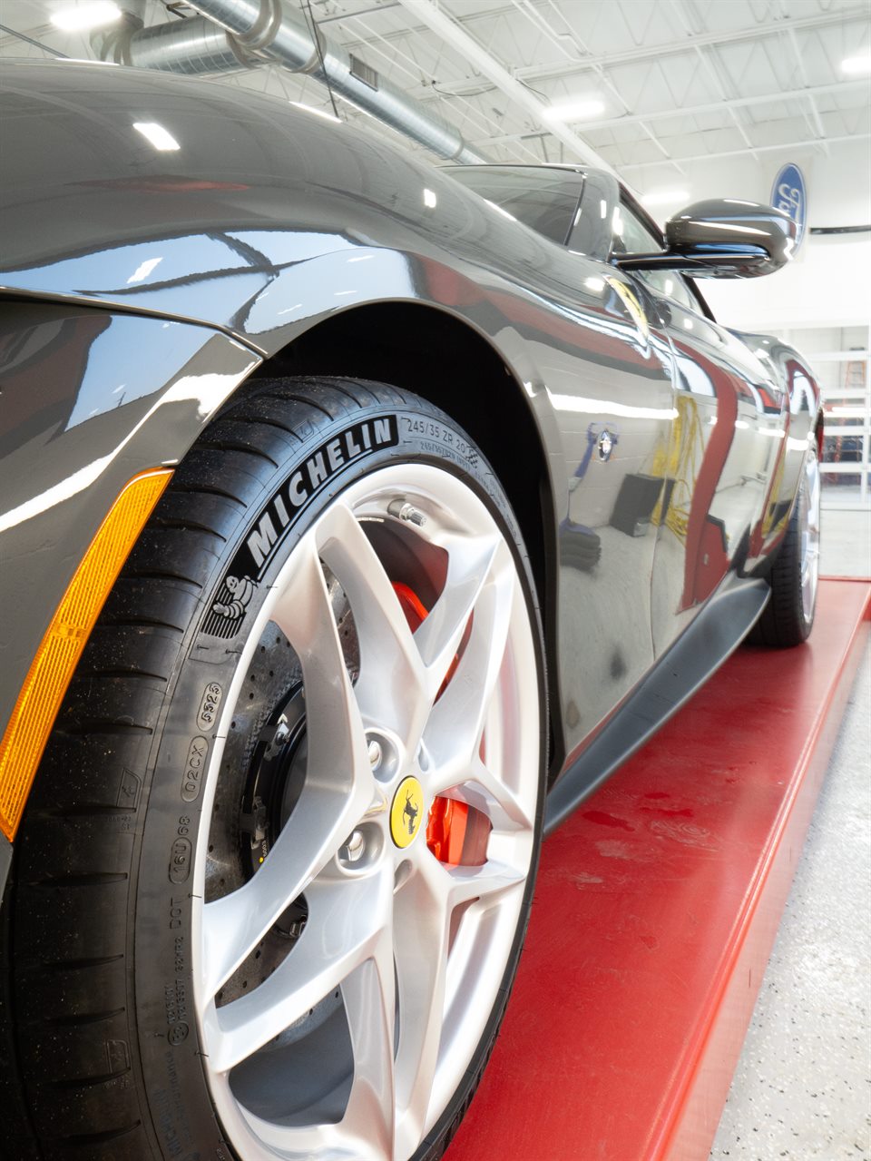Detailed view of performance car wheel