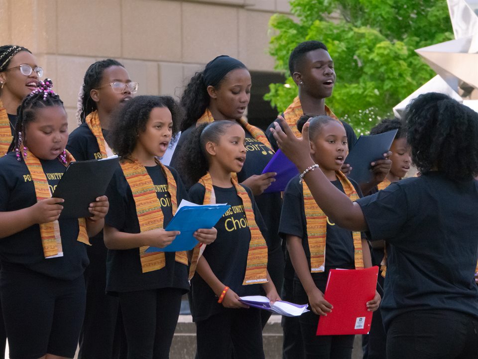 Choir performing at a Juneteenth community celebration